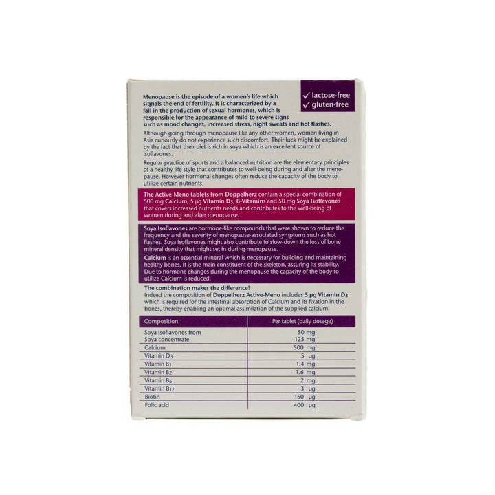 Doppel herz Aktiv Meno Soya Isoflavones 30 Tablets | دوبل هيرز مكمل غذائي لدعم صحة المرأة خلال سن اليأس - 30 قرص