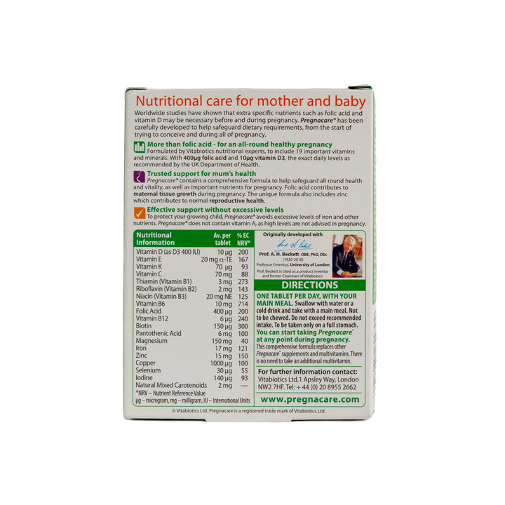 Vitabiotics PREGNACARE ORIGINAL 30 Tablets |  فيتابيوتكس بريجناكير 30 قرص