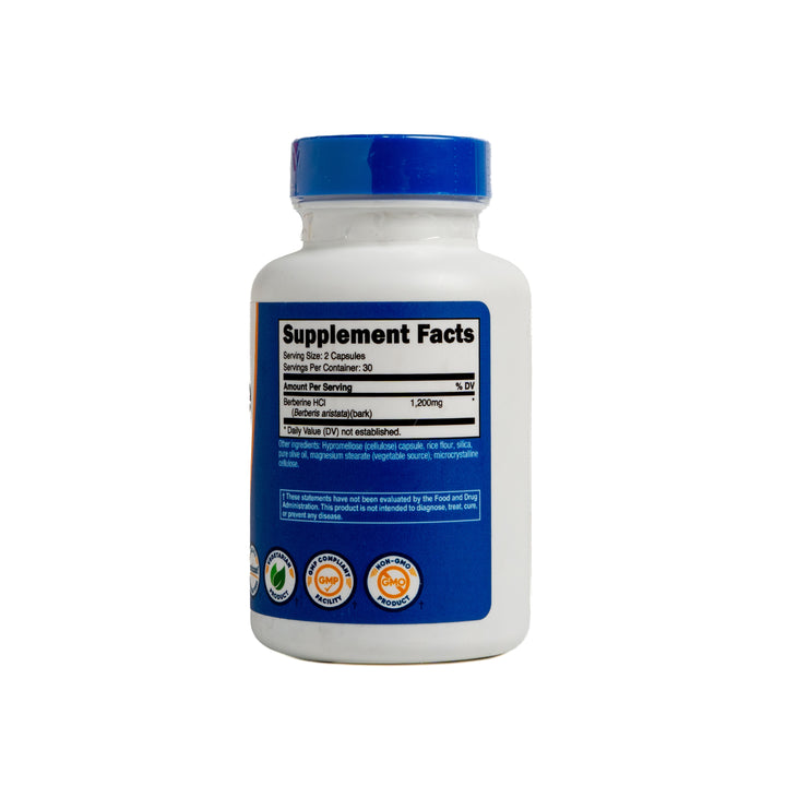 Nutricost Berberine As Berberin Hcl 1200mg 60 Vegetarian Capsules | نيوتريكوست كبسولات بيربرين 1200 مكغ - 60 كبسولة