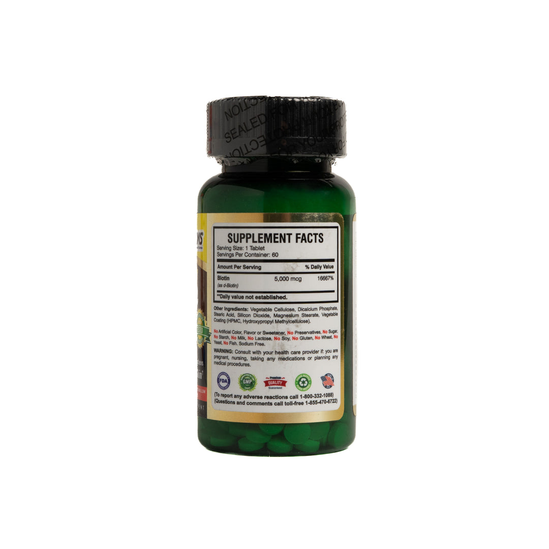 AMS Biotin High Potency 5000 mcg 60 Capsules | ايه ام اس مكمل غذائي بالبايوتين 5000 مكغ - 60 كبسولة