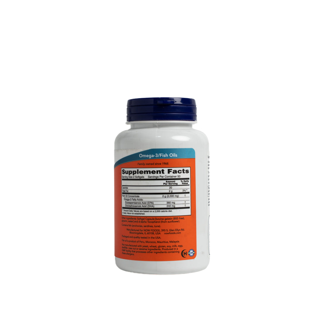 now Omega 3 Fish Oil - 100softgels | ناو مكمل غذائي الأوميغا 3 وزيت السمك - 100 كبسولة جيلاتينية