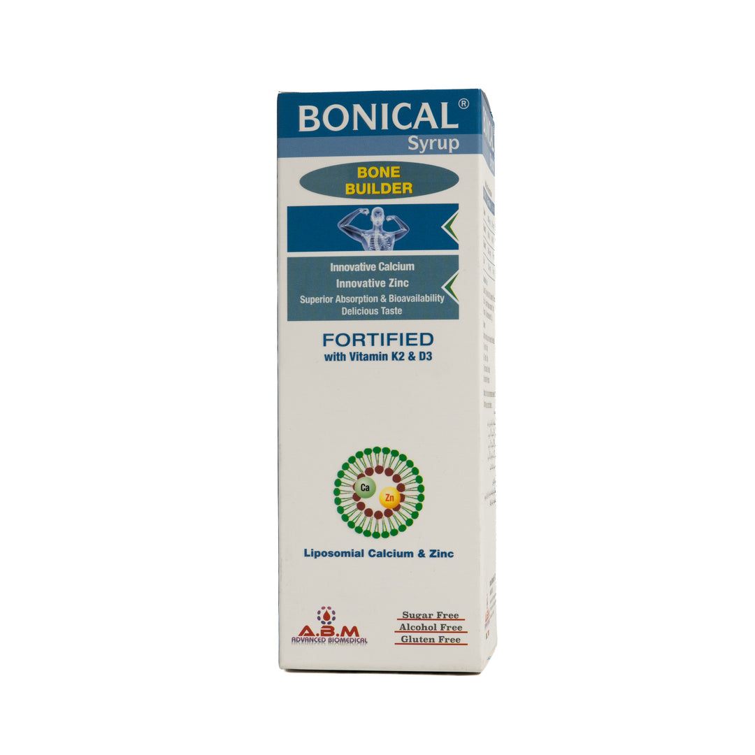 ABM Bonical Syrup Bone Builder Fortified With vitamins K2 & D3 - 190ml | بونيكال شراب مكمل غذائي بالكالسيوم والفيتامين k - 190 مل لتقوية العظام والعضلات