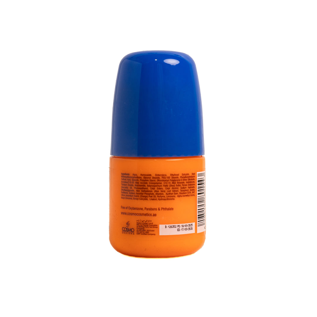 COSMO COSMETICS ROLL ON SUN LOTION VITAMIN C - 50ml |كوزمو كوزمتكس لوشن واقي شمس رول أون للأطفال بفيتامين C وB3 بعامل حماية SPF 50+ – 50 مل3 – 50 مل