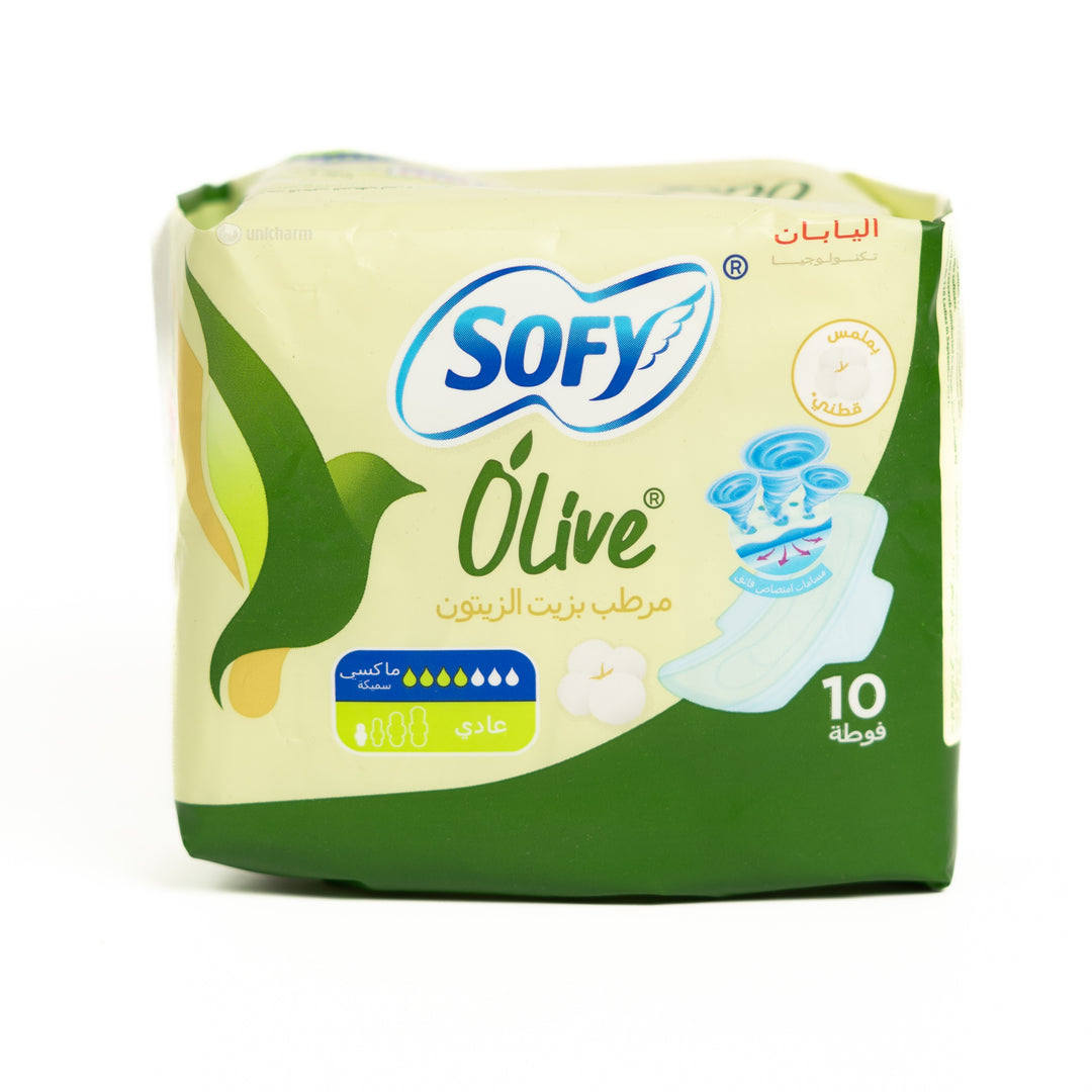 Sofy Olive Oil Moisturizer Regular Pads - 10Pcs | سوفي فوط نسائية بزيت الزيتون - 10 قطع