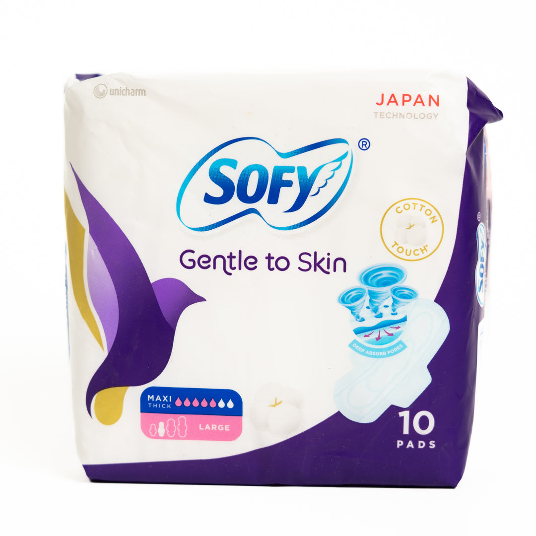 Sofy Gentle To Skin Large With Wings Pads - 10Pcs | فوط سوفي جنتل لتلطيف البشرة كبيرة الحجم مع أجنحة –10 قطع