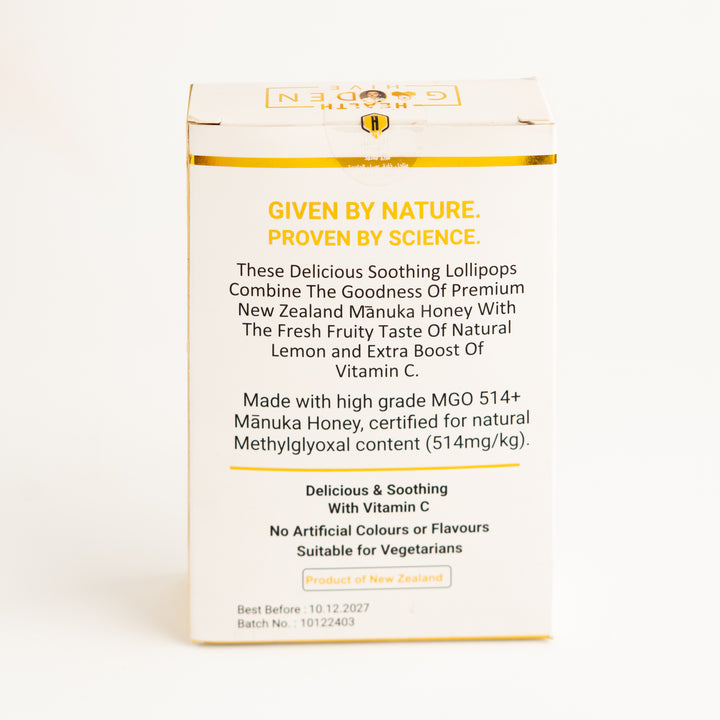 Golden Hive Manuka Honey Pops Lemon - 10 Pcs - 70g | كولدن هايف مصاصات عسل مانوكا للأطفال - 70غ