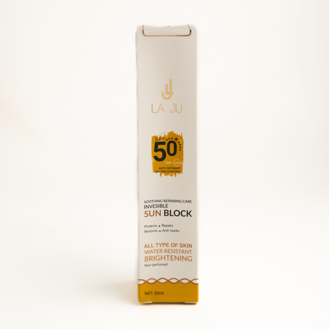 LA JU Soothing Repairing Care Invisible SunBlock Spf50 - 50ml | لاجو كريم واقي شمسي مرمم و مهدئ spf50 - 50 مل