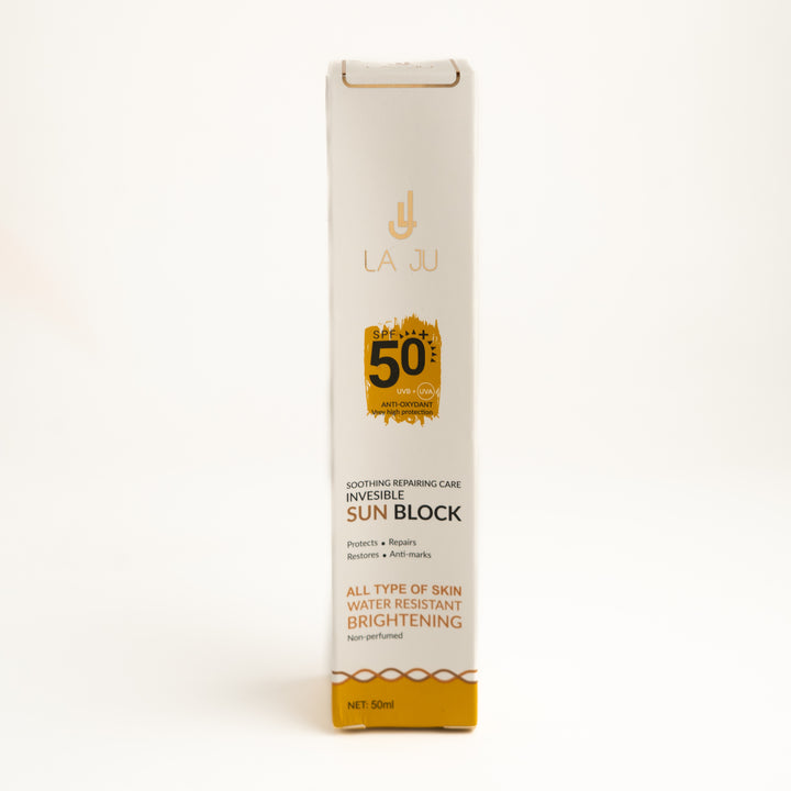 LA JU Soothing Repairing Care Invisible SunBlock Spf50 - 50ml | لاجو كريم واقي شمسي مرمم و مهدئ spf50 - 50 مل