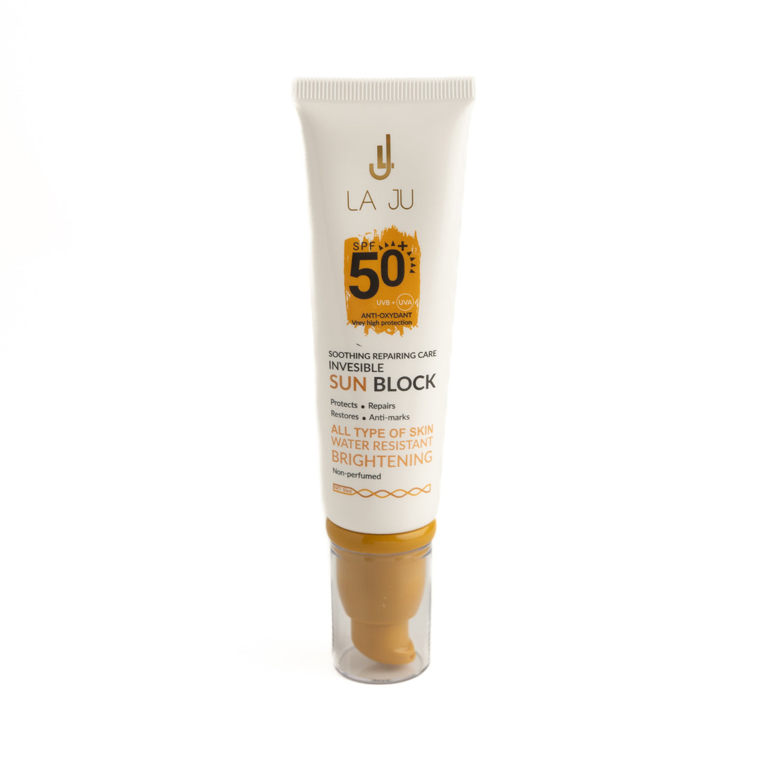 LA JU Soothing Repairing Care Invisible SunBlock Spf50 - 50ml | لاجو كريم واقي شمسي مرمم و مهدئ spf50 - 50 مل