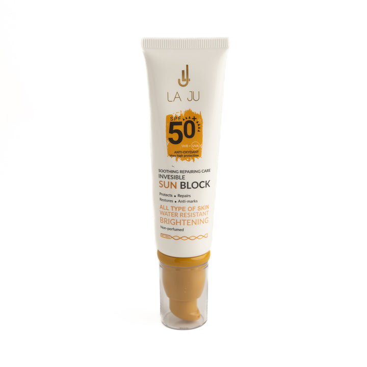 LA JU Soothing Repairing Care Invisible SunBlock Spf50 - 50ml | لاجو كريم واقي شمسي مرمم و مهدئ spf50 - 50 مل