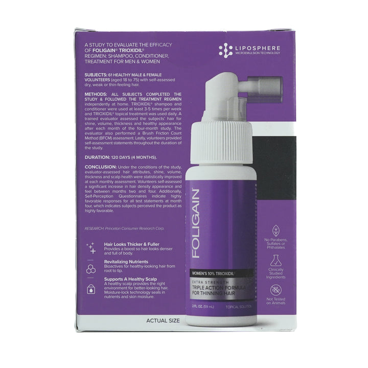 Foligain Triple Action Formula Topical Solution For Women's Thinning Hair - 59ml |  فوليجين محلول الثلاثي المفعول الموضعي لعلاج تساقط الشعر للنساء – 59 مل