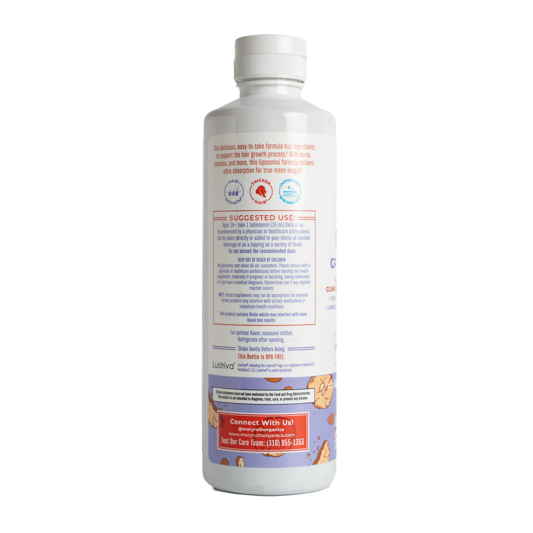 Mary Ruths Mary Ruths Hair Growth Max Liposomal Liquid Supplement Almond Cookie - 450ml | ماري روث مكمل غذائي سائل ليبوزومي بنكهة كوكي اللوز لدعم صحة الشعر - 450 مل