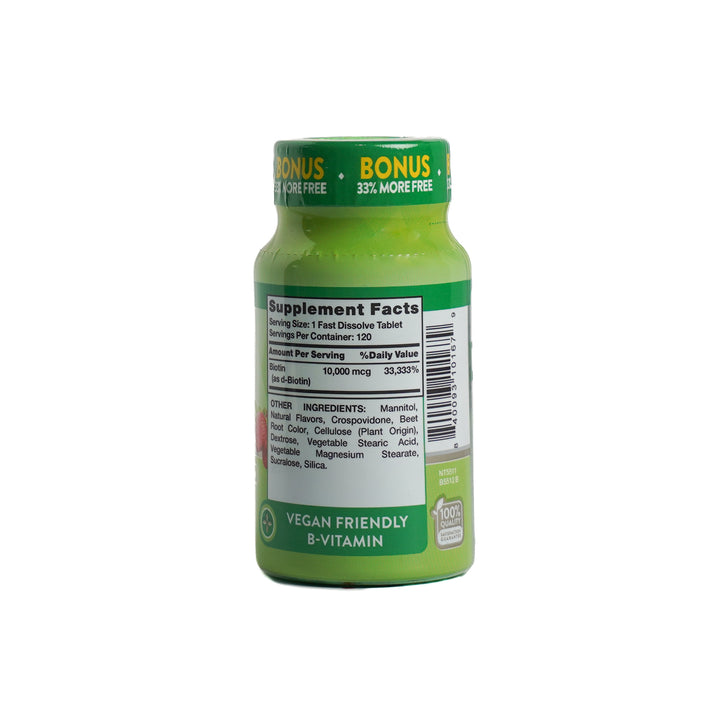Nature's Truth Maximum Biotin 10000mcg - 120 Fast Dissolve Tablets|  نيتشرس تروث بيوتين ماكسيموم 10000 مايكروغرام - 120 قرصًا سريع الذوبان بالفم