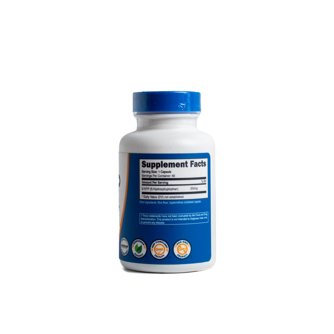 Nutricost 5-HTP 200mg - 60 Capsules | نيوتريكوست مكمل غذائي لتعزيز انتاج السيروتونين 200 مغ - 60 كبسولة
