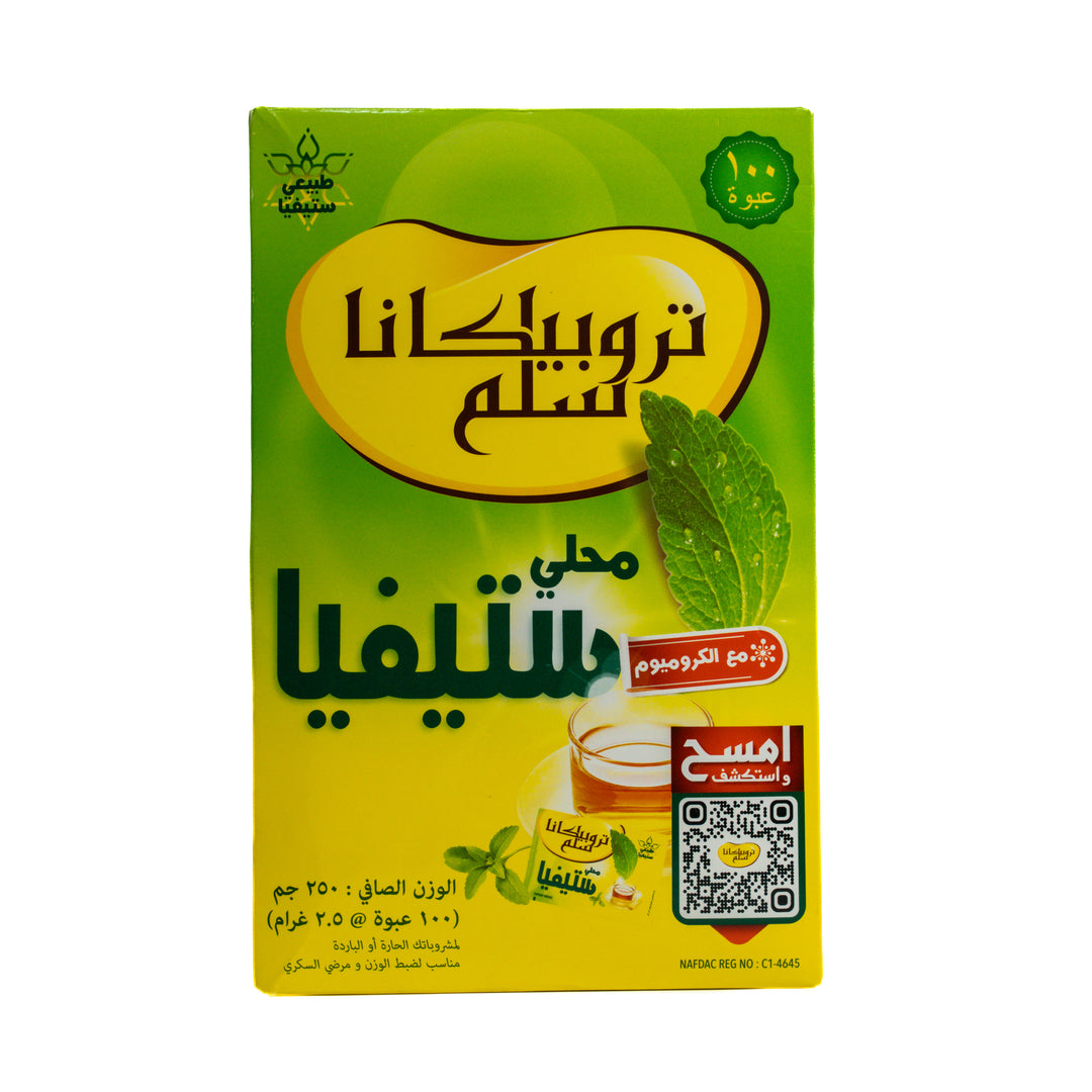 Tropicana Slim Stevia Sweetnr 100 Sachets - 2.5g |تروبيكانا سليم مُحلي ستيفيا الطبيعي - 100 ظرف × 2.5 غرام