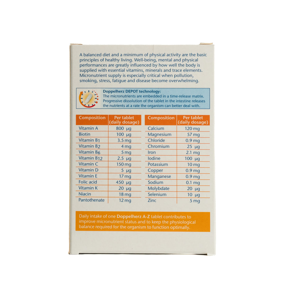 Doppel herz Aktiv A-Z Depot Vitamins - 40 Tablets | دوبل هيرز مكمل غذائي متكامل متعدد الفيتامينات - 40 قرص