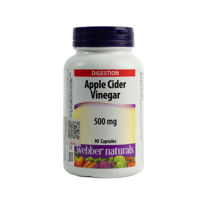 webber naturals Apple Vinegar 500mg - 90 Capsules | ويبر ناتشورالز مكمل غذائي بخلاصة خل التفاح 500 مغ - 90 كبسولة
