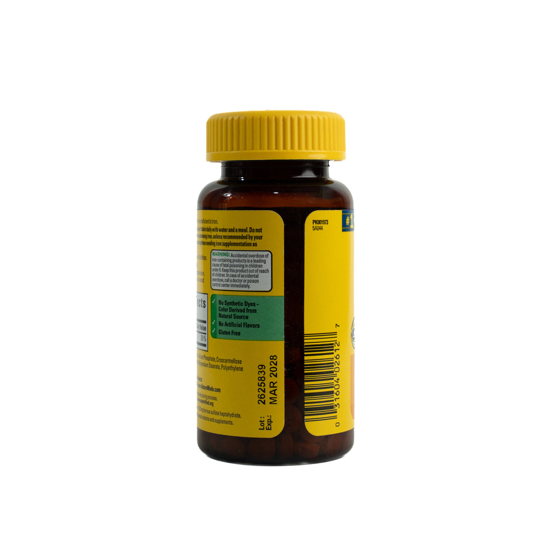Nature Made Iron 65 mg For Iron Deficiency - 180 Tablets | ناتشور ميد حديد 65 ملغ لنقص الحديد – 180 قرص