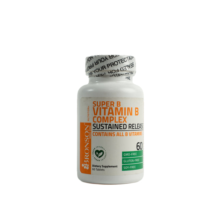 Bronson Super B Vitamin B Complex Sustained Release - 60 Tablets | برونسون مكمل غذائي متعدد الفيتامينات - 60 قرص