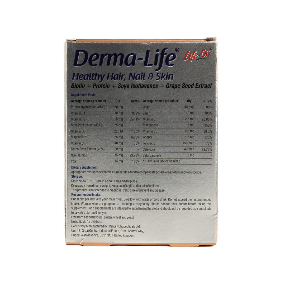 Life On Derma-Life Healthy Hair Nail Skin - 30 Tablets |لايف أون ديرما لايف لصحة الشعر والبشرة والأظافر - 30 قرص