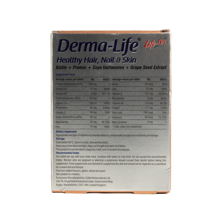 Life On Derma-Life Healthy Hair Nail Skin - 30 Tablets |لايف أون ديرما لايف لصحة الشعر والبشرة والأظافر - 30 قرص