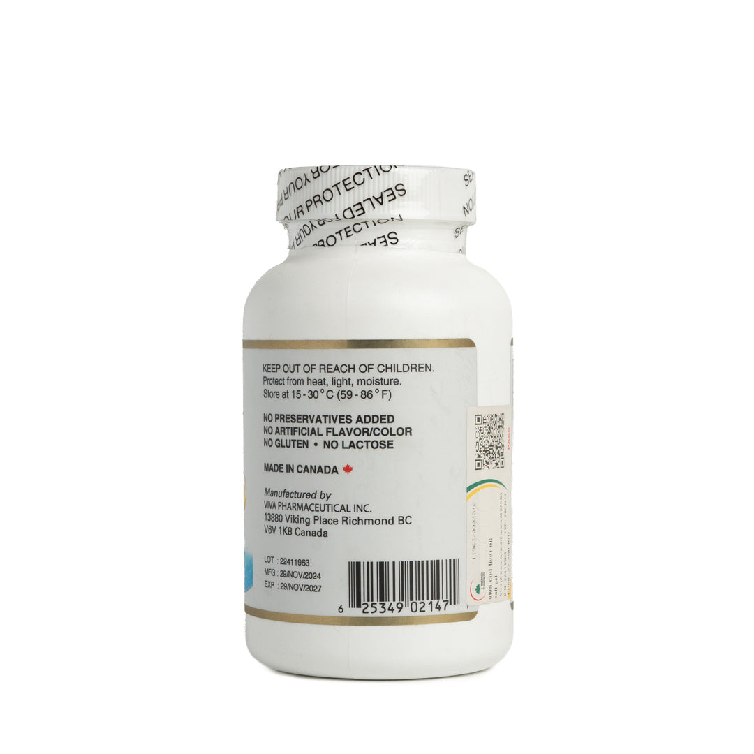 Viva Cod Liver Oil High Potency - 90 Softgels | فيفا زيت كبد الحوت - 90 سوفت جل
