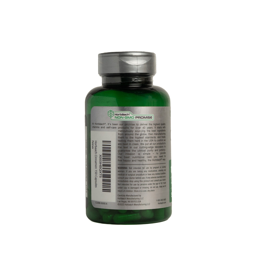 Horbäach Cinnamon 1800mg - 150 Vegetarian Capsules | هورباخ قرفة بتركيز 1800 ملغ – 150 كبسولة نباتية