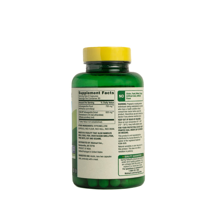 Spring Valley Extra Strength Ashwagandha 1300 mg - 60 Vegetarian Capsules | سبرينغ فالي آشواجندا 1300 ملغ