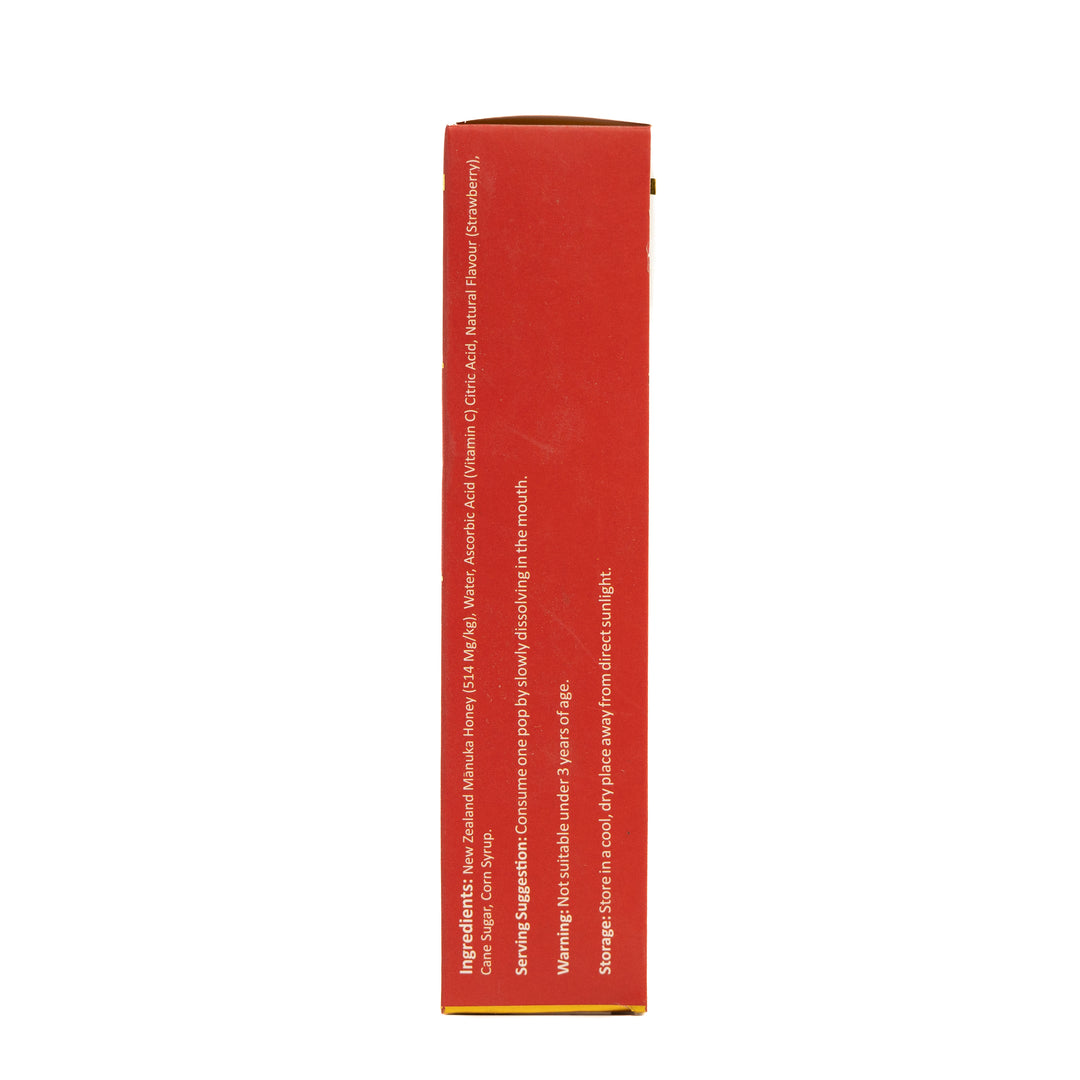 Golden Hive Manuka Pops Strawberry - 10 Pcs - 70g | كولدن هايف مصاصات عسل مانوكا بنكهة الفراولة - 70غ