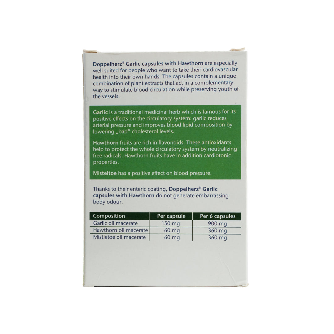 Doppel herz Aktiv Garlic With Hawthorn - 90 Capsules | دوبل هيرز  أكتيف كبسولات الثوم مع الزعرور – 90 كبسولة