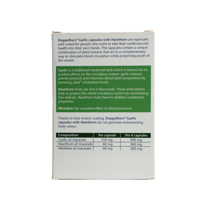 Doppel herz Aktiv Garlic With Hawthorn - 90 Capsules | دوبل هيرز  أكتيف كبسولات الثوم مع الزعرور – 90 كبسولة