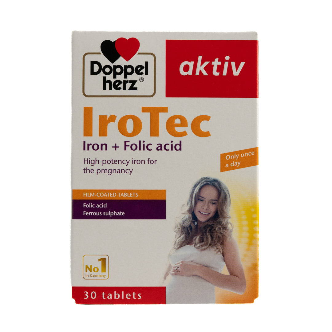 Doppel herz IroTec Iron + folic acid - 30 Tablets |دوبل هيرز إيروتك حديد + حمض الفوليك – 30 قرص