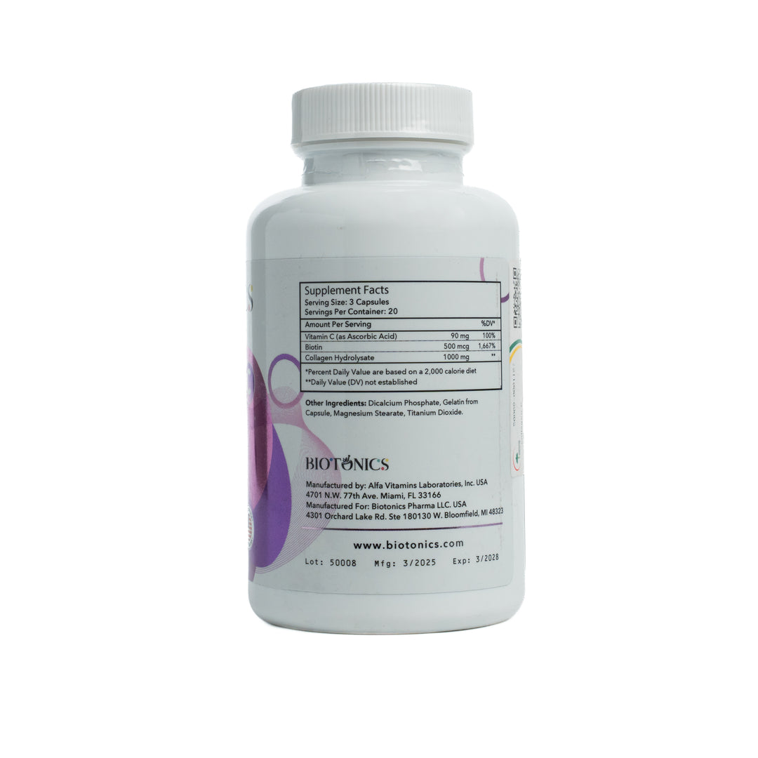 Biotonics Collagen C With Biotin Advanced Formula - 60 Capsules | بايوتونكس كبسولات كولاجين مع فيتامين سي و بايوتين - 60 كبسولة