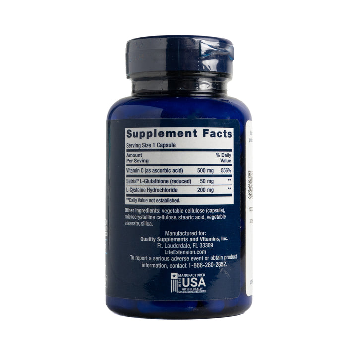Life Extension Glutathione Cysteine &C-100 Capsules | لايف اكستنشن كبسولات الغلوتاتيون والسستئين وفيتامين سي - 100 كبسولة