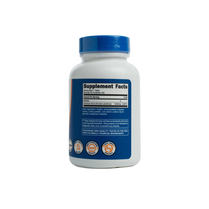 Nutricost Chromium Picolinate 1000 mg - 240 Tablets | نيوتريكوست كروميوم بيكولينات 1000 ميكروغرام - 240 قرص