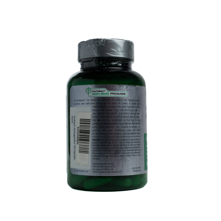 Horbäach Aswagandha 450mg - 120 Capsules | هورباخ مكمل عشبي أشواغاندا قوة قصوى 450 ملغ - 120 كبسولة