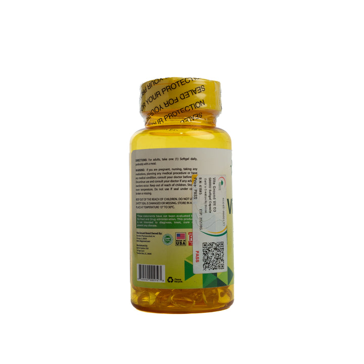Vita Ground Nutrition Vitamin D3 5000 Iu - 120 Softgels | فيتا غراوند فيتامين د 3 - 120 سوفت جل