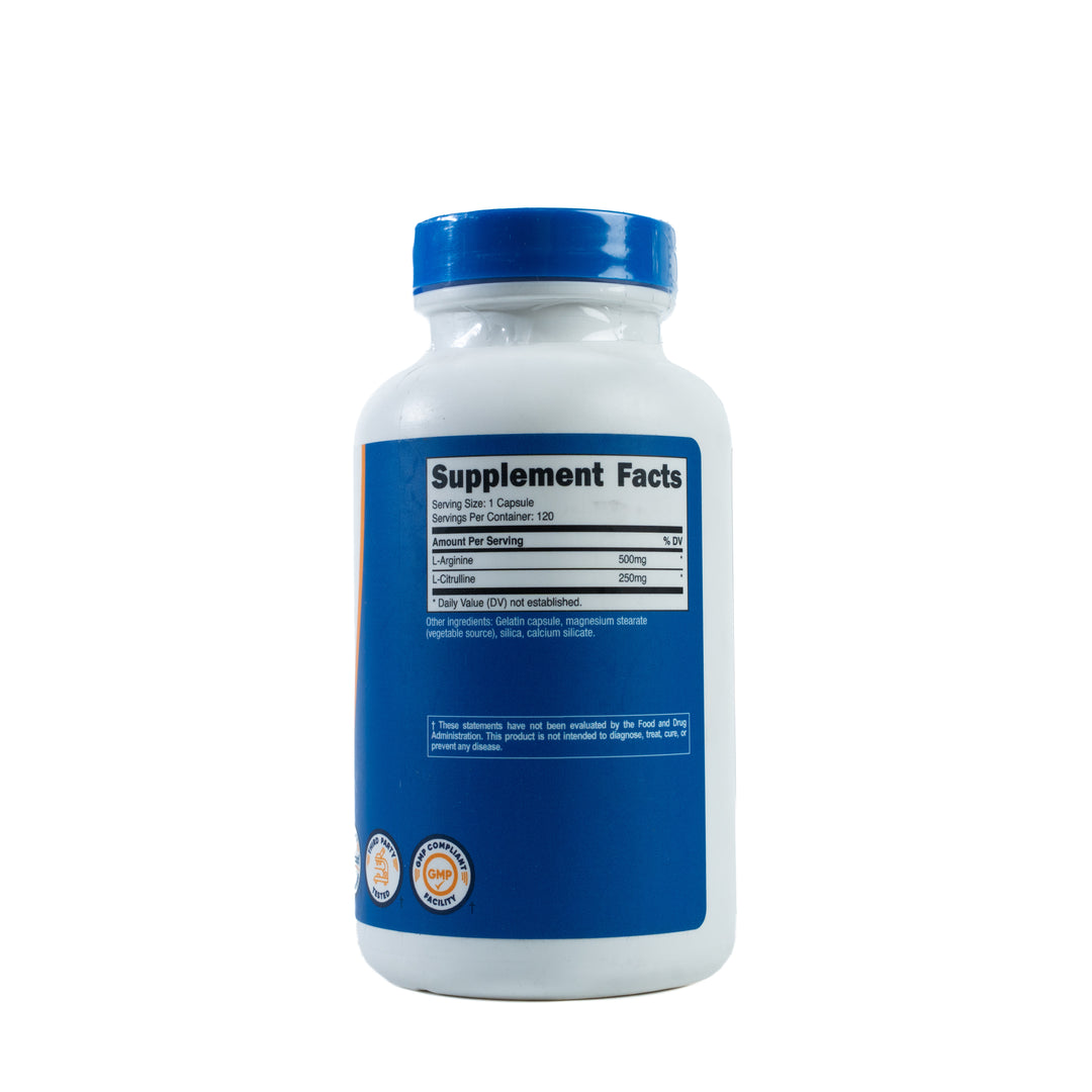 Nutricost L-Arginine & L-Citrulline - 120Capsule | نيوتريكوست كبسولات إل-أرجينين وإل-سيترولين - 120 كبسولة