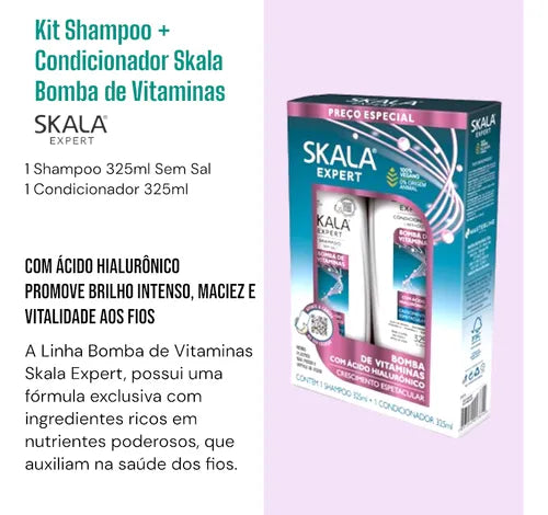 SKALA Shampoo &  Condicionador Bomba Vitaminas - 325x200ml | سكالا شامبو و بلسم معزز بالفيتامينات -  325x200ml مل