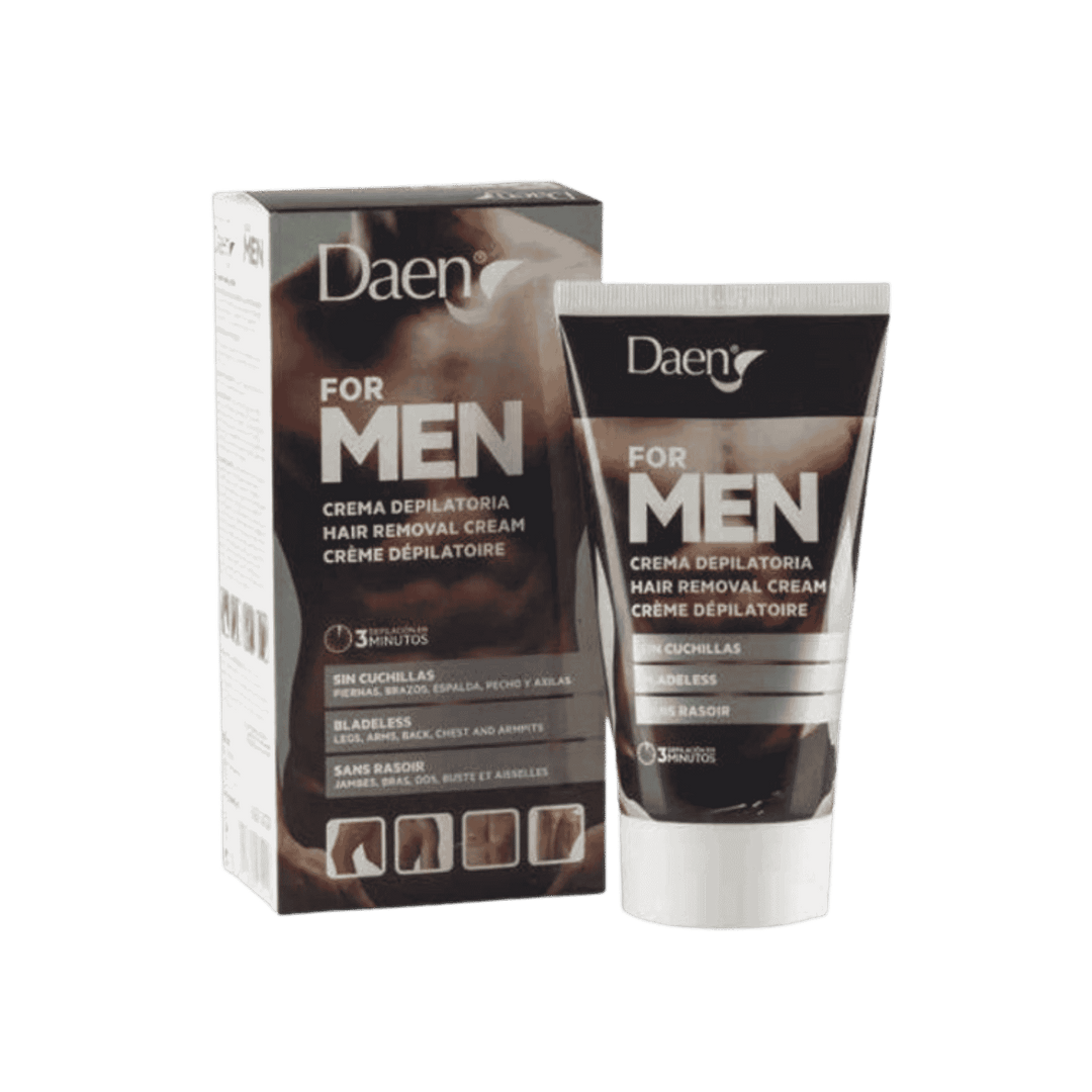 Daen For Men hair removal cream, black tube and box for bladeless depilation, 100ml