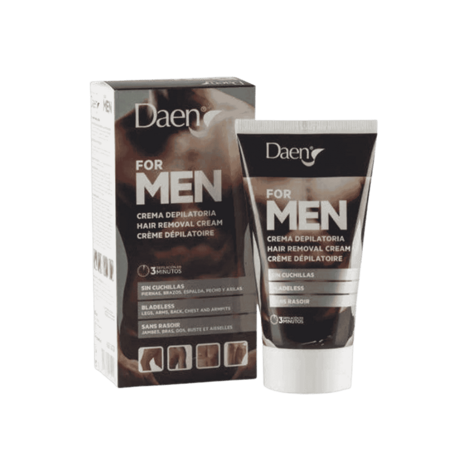 Daen For Men hair removal cream, black tube and box for bladeless depilation, 100ml