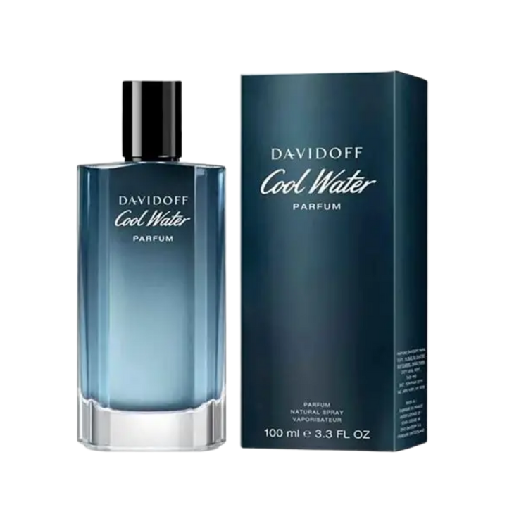 Davidoff Cool Water Parfum, 100 ml bottle with blue gradient glass and matching rectangular box
