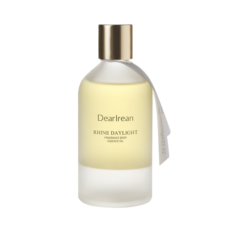 DearIrean Rhine Daylight Fragrance Body Essence Oil, glass bottle with gold cap, soothing and aromatic oil.

