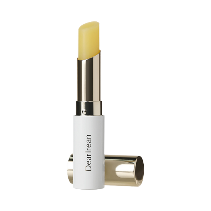 Dearreian Lip Balm, white tube with gold accents, yellow balm stick for lip care and hydration.
