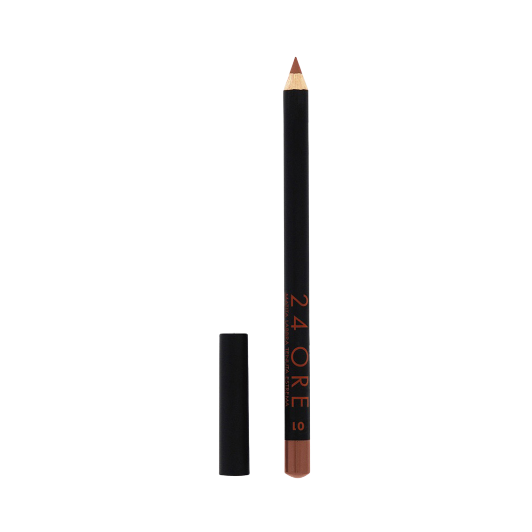 DEBORAH Milano 24ORE lip liner pencil, shade 10, black wooden pencil with matching cap removed.
