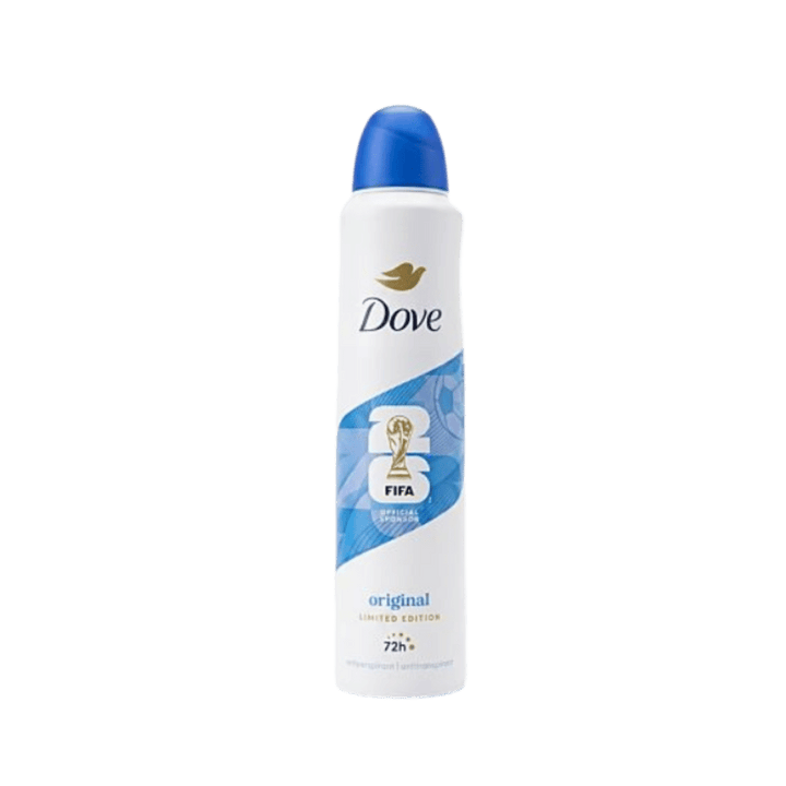 Dove Original Limited Edition FIFA antiperspirant deodorant spray 72h white bottle packaging