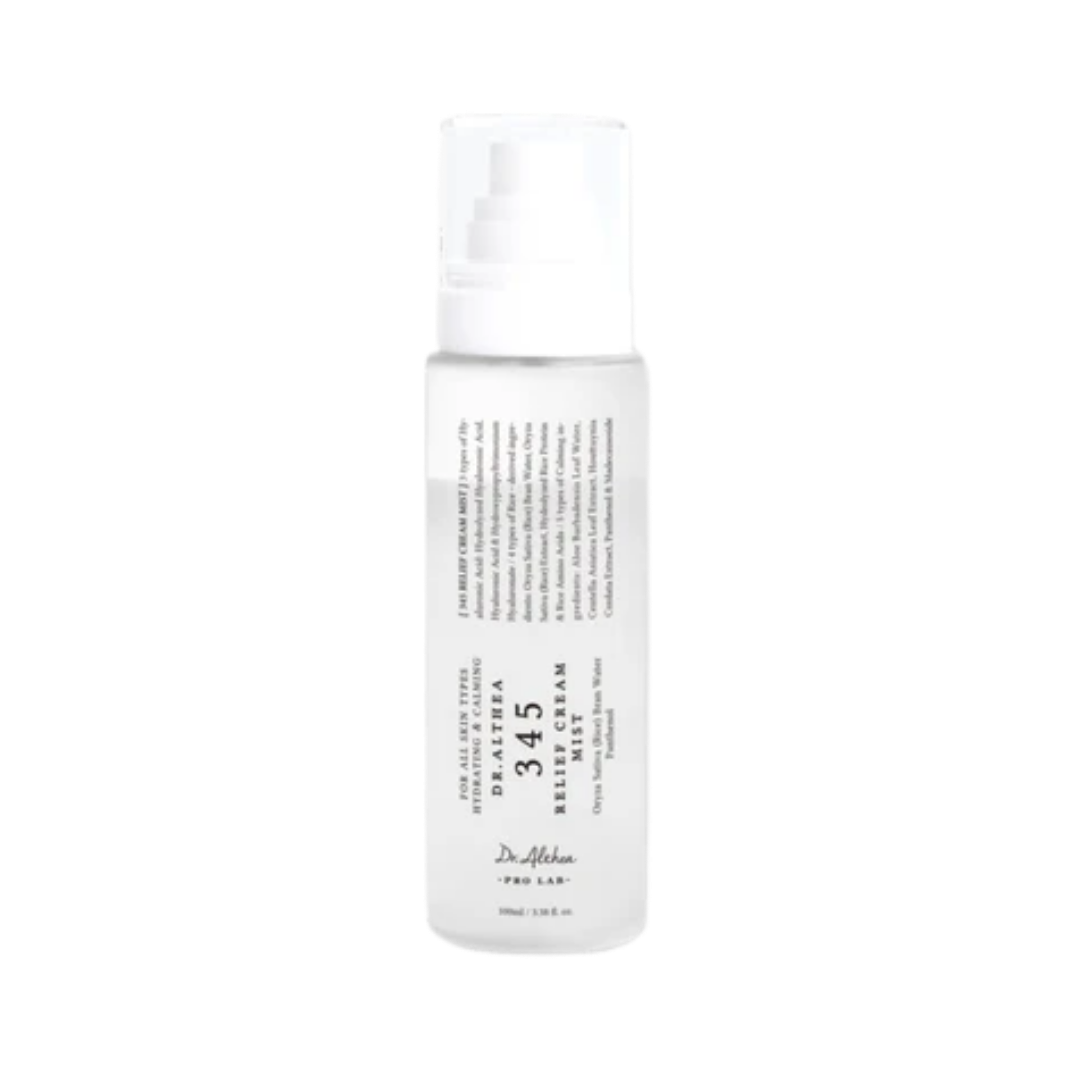 Dr. Althea 345 Relief Cream Mist facial mist bottle 100ml white bottle pump dispenser clear cap
