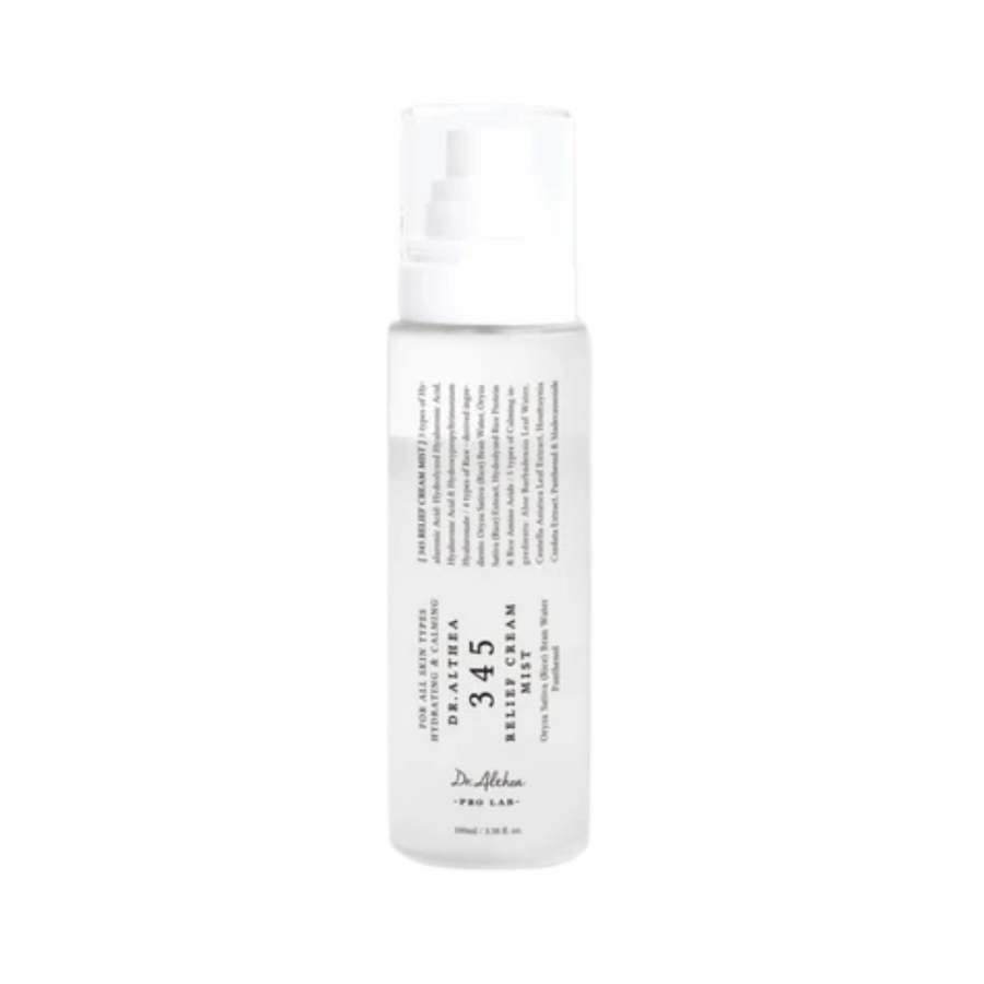 Dr. Althea 345 Relief Cream Mist facial mist bottle 100ml white bottle pump dispenser clear cap
