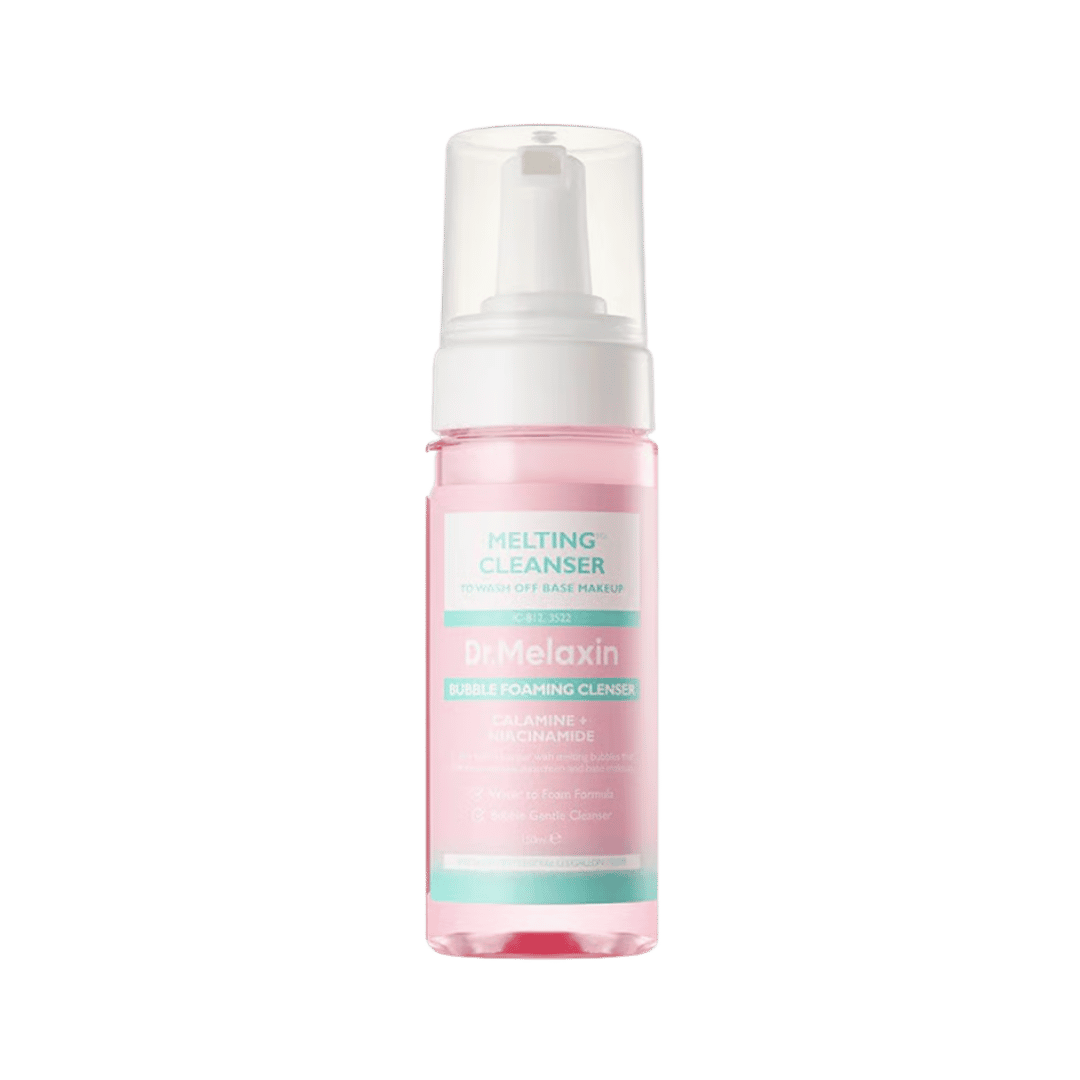 Dr. Melaxin Melting Cleanser, 150ml tube, facial makeup remover, hypoallergenic foam-to-water formula, rich bubble texture, suitable for sensitive skin.