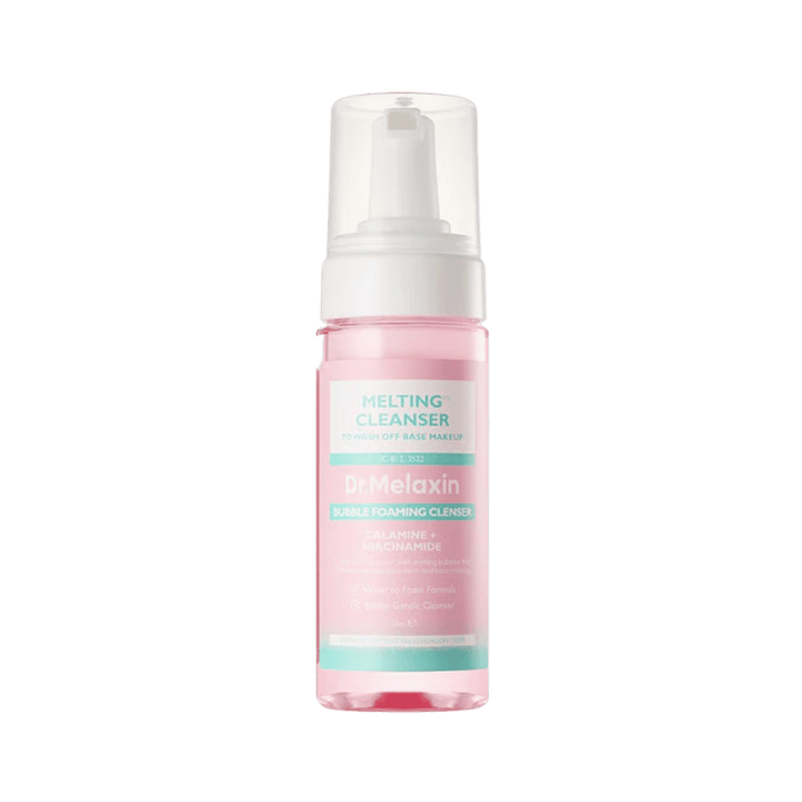 Dr. Melaxin Melting Cleanser, 150ml tube, facial makeup remover, hypoallergenic foam-to-water formula, rich bubble texture, suitable for sensitive skin.